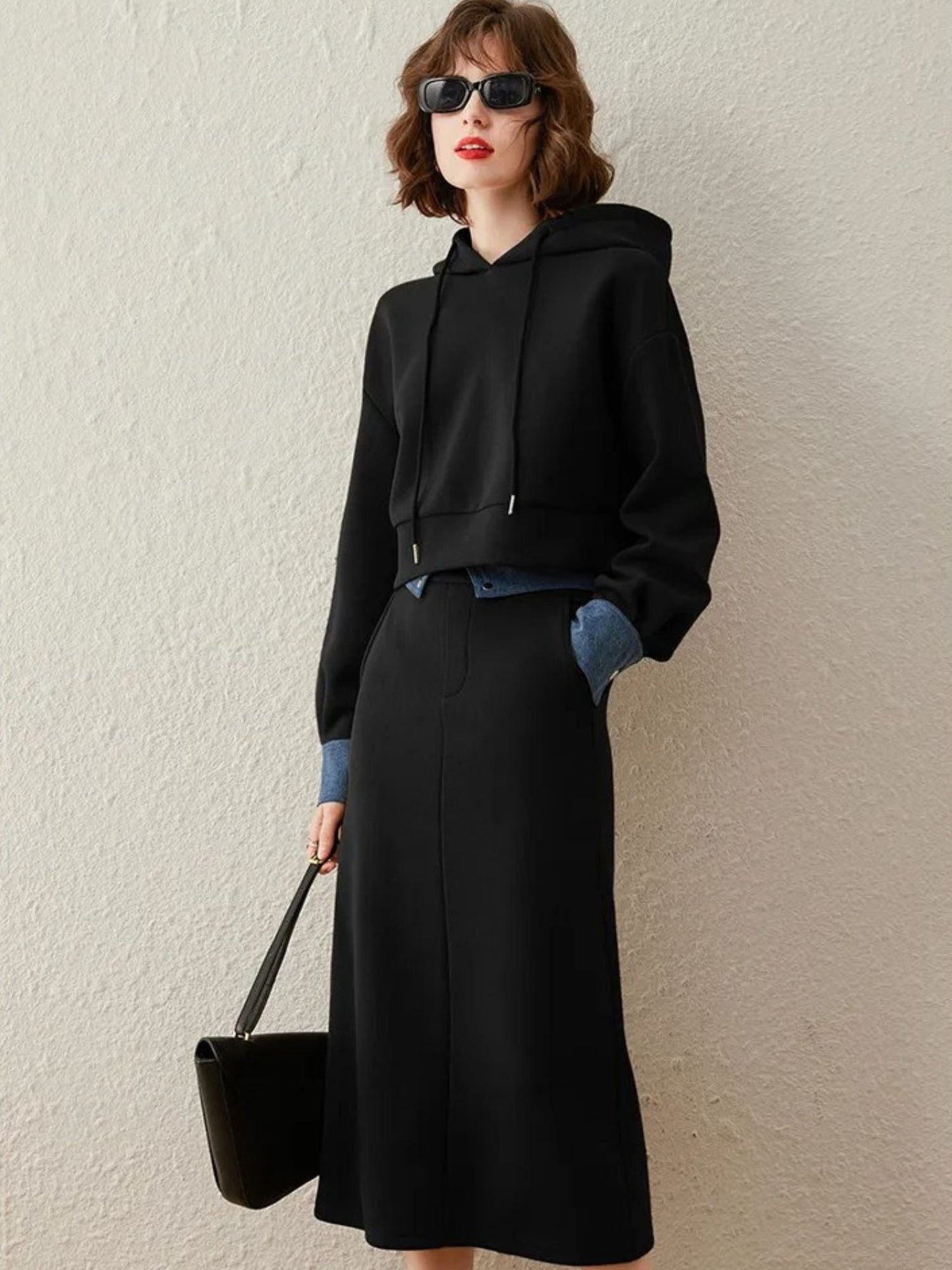 Hoodie i spódnica midi