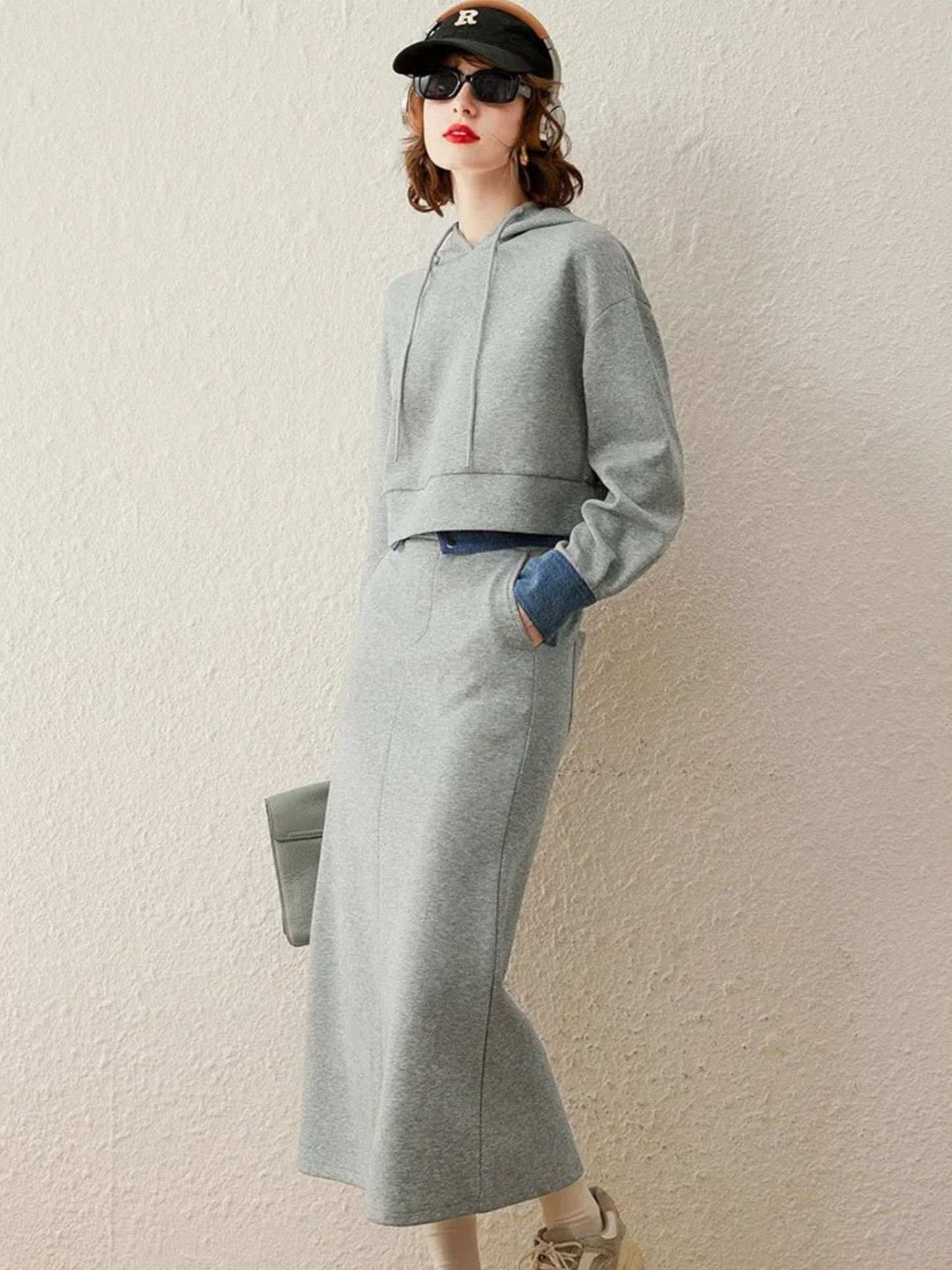 Hoodie i spódnica midi