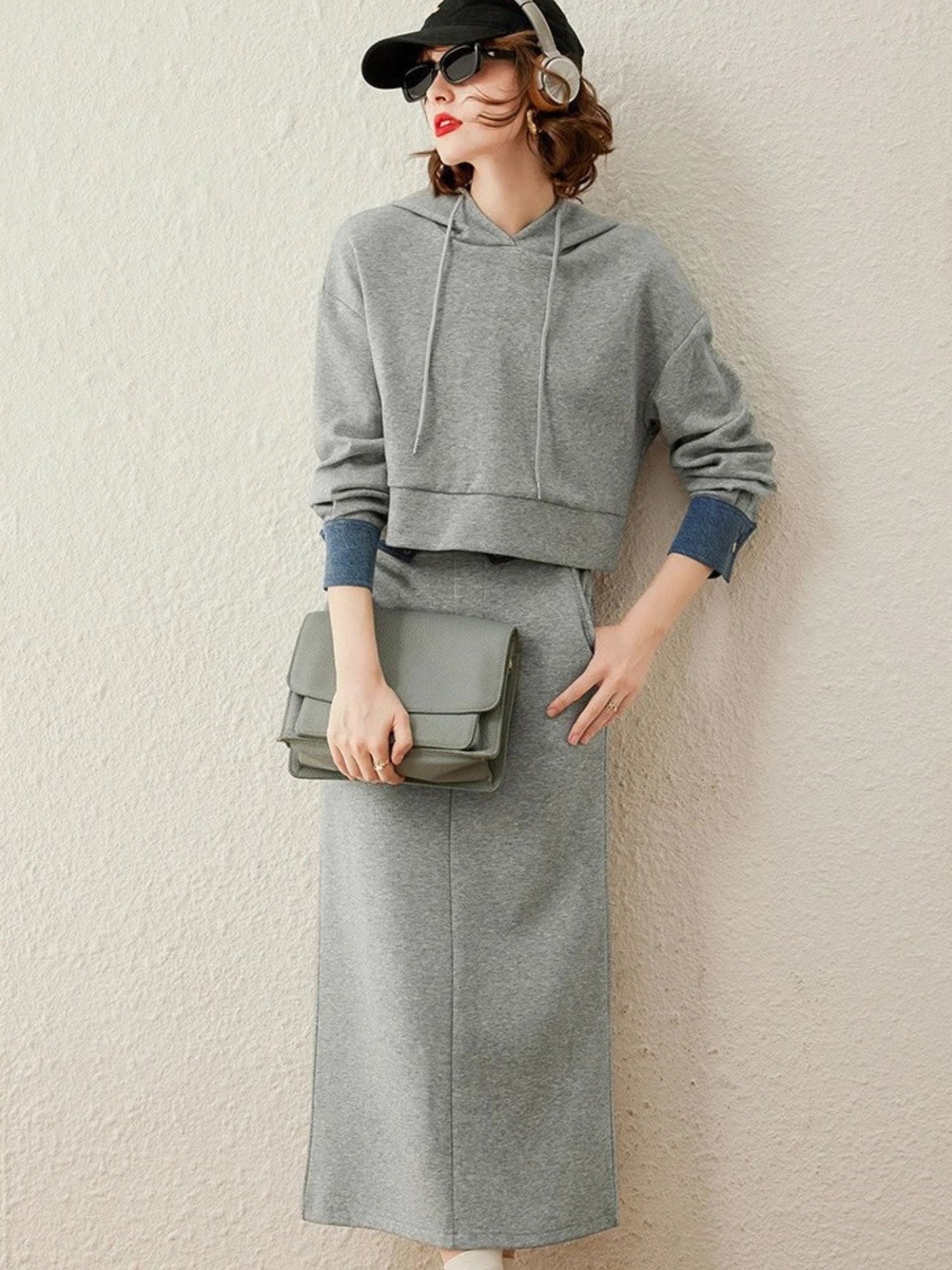 Hoodie i spódnica midi