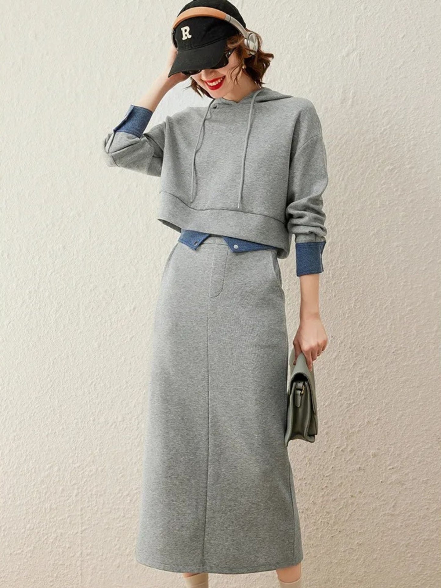Hoodie i spódnica midi