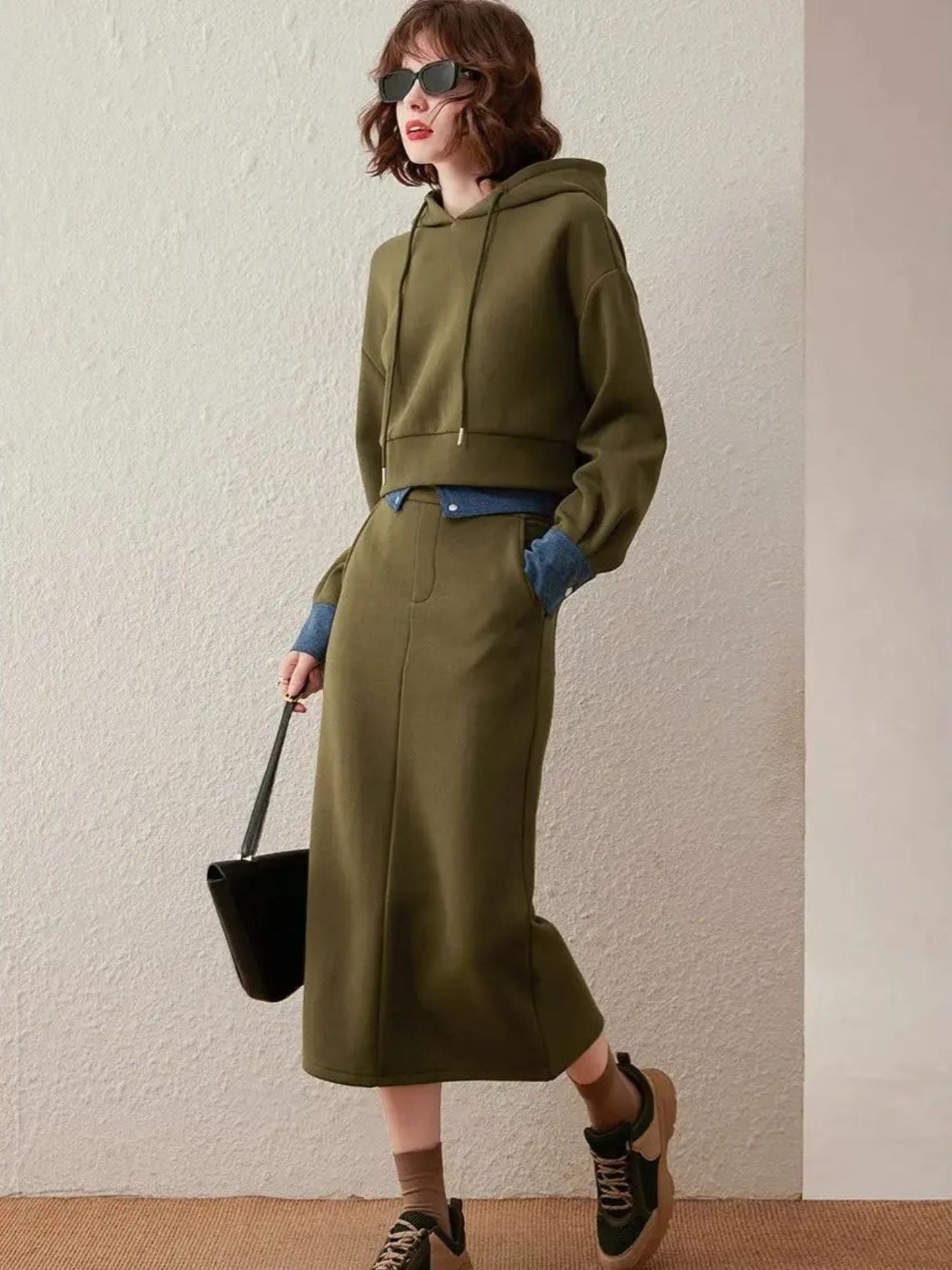 Hoodie i spódnica midi