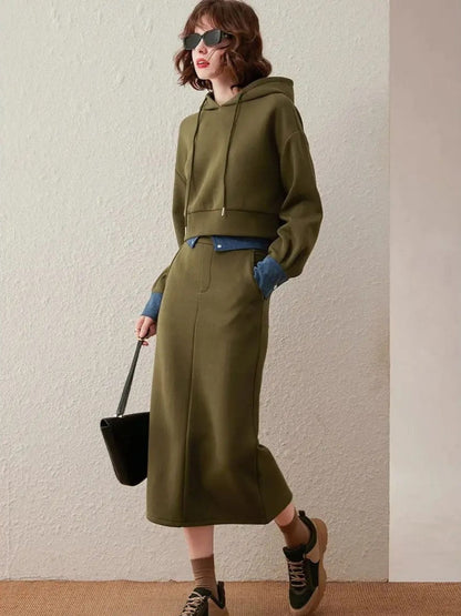 Hoodie i spódnica midi