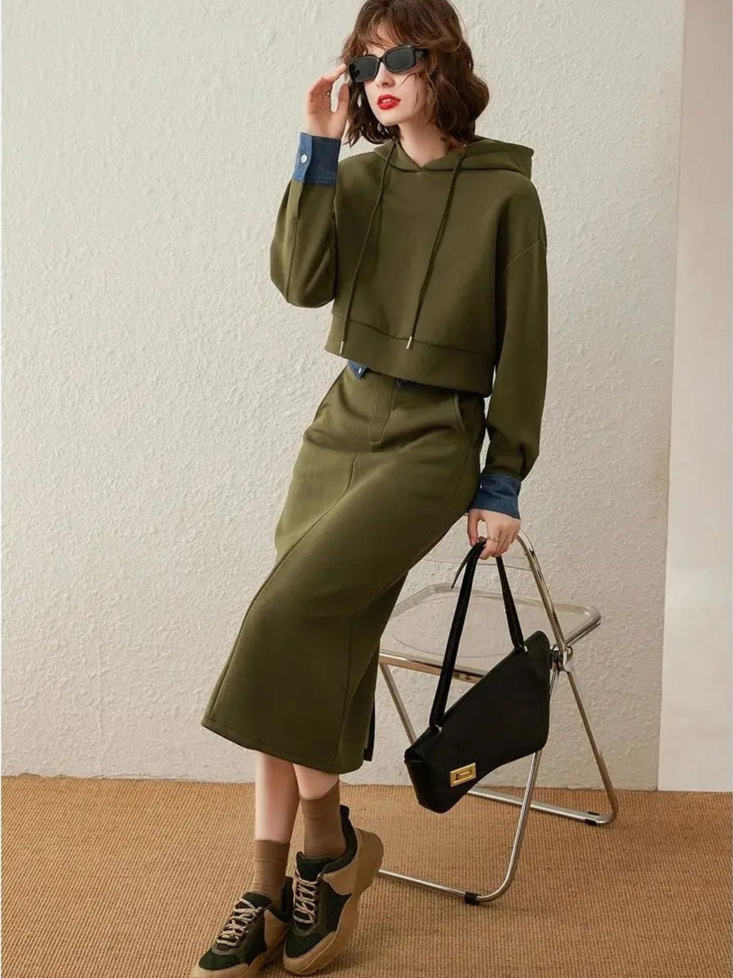 Hoodie i spódnica midi