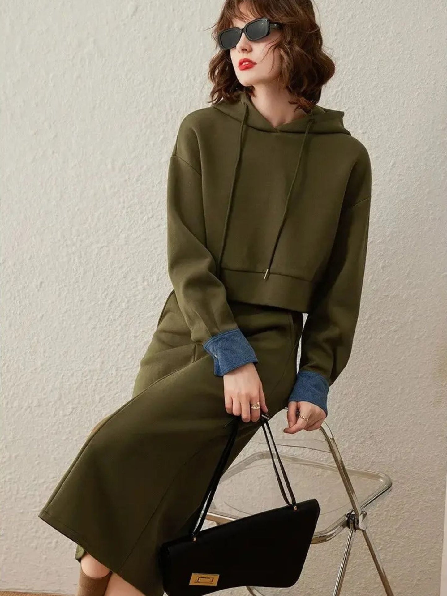 Hoodie i spódnica midi